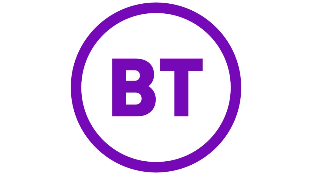 BT logo, the letters BT inside a circle, all in purple.
