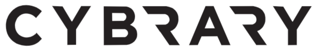 A black and white text in stylised font for Cybrary